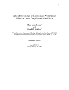 Laboratory Studies of Rheological Properties of Minerals Under Deep Mantle Conditions