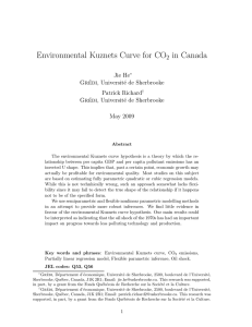 Environmental Kuznets Curve for CO in Canada 2 Jie He