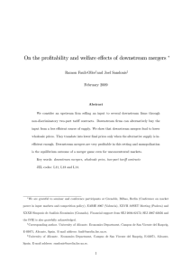 On the profitability and welfare eﬀects of downstream mergers ∗ Ramon Fauli-Oller