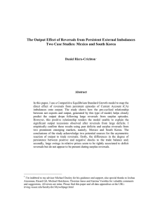 The Output Effect of Reversals from Persistent External Imbalances