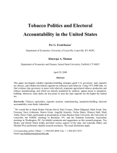 Tobacco Politics and Electoral Accountability in the United States Per G. Fredriksson