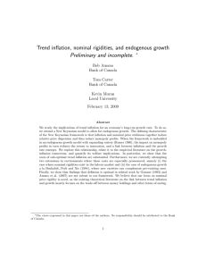 Trend inflation, nominal rigidities, and endogenous growth Preliminary and incomplete. ∗ Bob Amano