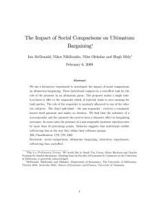 The Impact of Social Comparisons on Ultimatum Bargaining February 6, 2009