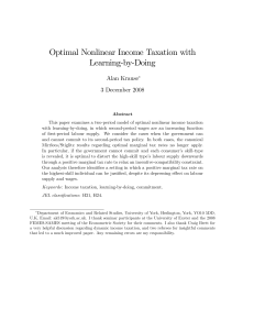 Optimal Nonlinear Income Taxation with Learning-by-Doing Alan Krause 3 December 2008