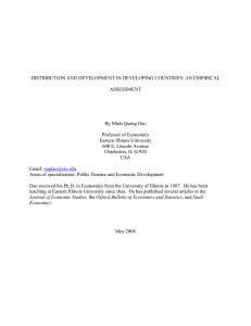 DISTRIBUTION AND DEVELOPMENT IN DEVELOPING COUNTRIES: AN EMPIRICAL ASSESSMENT