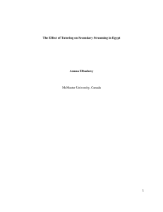 The Effect of Tutoring on Secondary Streaming in Egypt Asmaa Elbadawy