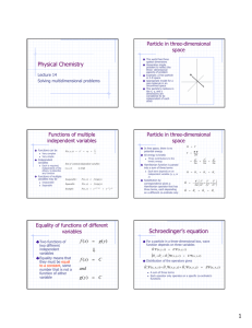 Physical Chemistry Functions of multiple independent variables