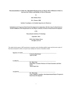 Recommendations to Make the Affordable Housing Sector in Mexico More... Increase the Welfare and Quality of Life of Mexicans