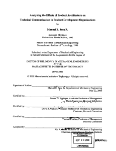 Analyzing  the Effects  of Product Architecture  on by