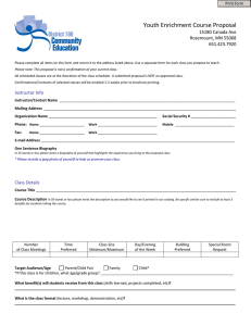 Youth Enrichment Course Proposal    15180 Canada Ave  Rosemount, MN 55068 