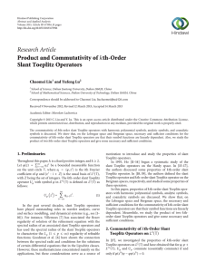 Research Article Product and Commutativity of Slant Toeplitz Operators th-Order