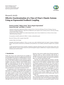 Research Article Effective Synchronization of a Class of Chua’s Chaotic Systems