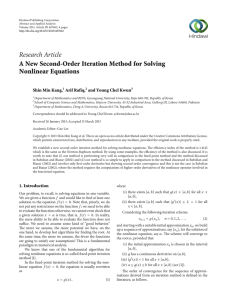 Research Article A New Second-Order Iteration Method for Solving Nonlinear Equations