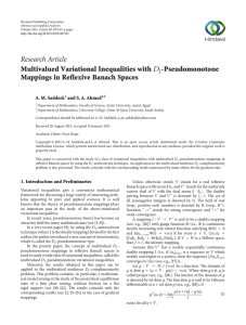 Research Article Multivalued Variational Inequalities with -Pseudomonotone Mappings in Reflexive Banach Spaces