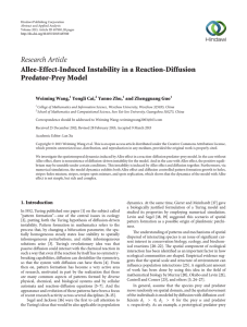 Research Article Allee-Effect-Induced Instability in a Reaction-Diffusion Predator-Prey Model Weiming Wang,