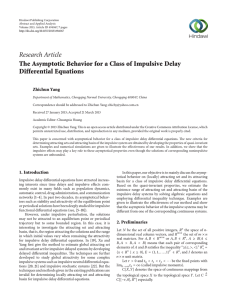 Research Article The Asymptotic Behavior for a Class of Impulsive Delay