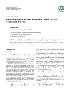 Research Article Subharmonics with Minimal Periods for Convex Discrete Hamiltonian Systems Honghua Bin