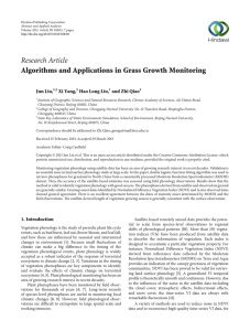 Research Article Algorithms and Applications in Grass Growth Monitoring Jun Liu, Xi Yang,