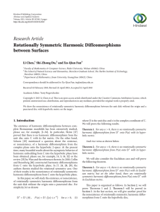 Research Article Rotationally Symmetric Harmonic Diffeomorphisms between Surfaces Li Chen,
