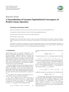 Research Article A Generalization of Lacunary Equistatistical Convergence of Positive Linear Operators