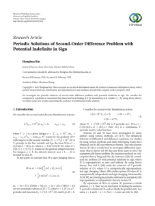 Research Article Periodic Solutions of Second-Order Difference Problem with Honghua Bin