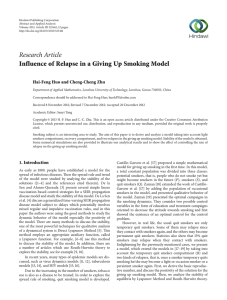 Research Article Influence of Relapse in a Giving Up Smoking Model