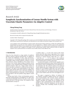 Research Article Symplectic Synchronization of Lorenz-Stenflo System with