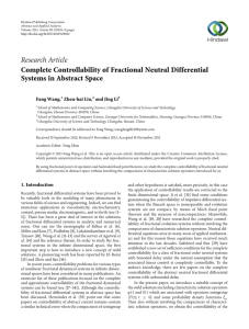Research Article Complete Controllability of Fractional Neutral Differential Systems in Abstract Space