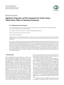 Research Article Algebraic Properties of First Integrals for Scalar Linear