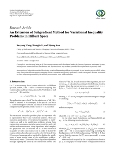 Research Article An Extension of Subgradient Method for Variational Inequality