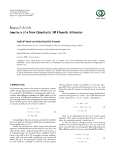 Research Article Analysis of a New Quadratic 3D Chaotic Attractor