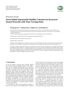 Research Article Novel Global Exponential Stability Criterion for Recurrent Wenguang Luo,