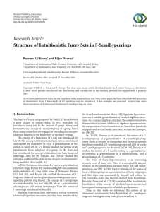 Research Article Structure of Intuitionistic Fuzzy Sets in -Semihyperrings Bayram Ali Ersoy