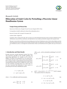 Research Article Bifurcation of Limit Cycles by Perturbing a Piecewise Linear