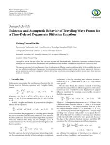 Research Article Existence and Asymptotic Behavior of Traveling Wave Fronts for