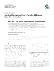Research Article Fractional Subequation Method for Cahn-Hilliard and Klein-Gordon Equations Hossein Jafari,