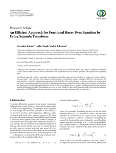 Research Article An Efficient Approach for Fractional Harry Dym Equation by