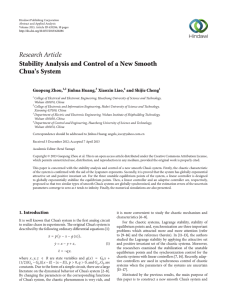 Research Article Stability Analysis and Control of a New Smooth Chua’s System