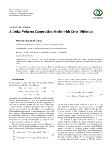 Research Article A Lotka-Volterra Competition Model with Cross-Diffusion