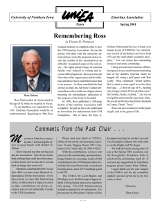 Remembering Ross University of Northern Iowa Emeritus Association News