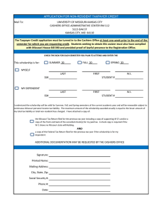 APPLICATION FOR NON-RESIDENT TAXPAYER CREDIT Mail To: UNIVERSITY OF MISSOURI-KANSAS CITY