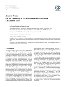 Research Article On the Geometry of the Movements of Particles in