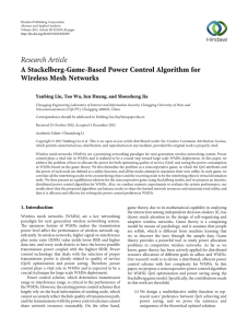 Research Article A Stackelberg-Game-Based Power Control Algorithm for Wireless Mesh Networks