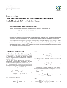 Research Article The Characterization of the Variational Minimizers for Spatial Restricted -Body Problems