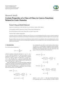 Research Article Certain Properties of a Class of Close-to-Convex Functions