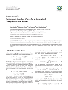 Research Article Existence of Standing Waves for a Generalized Davey-Stewartson System Xiaoxiao Hu,