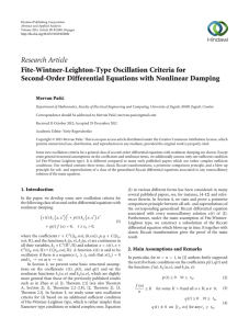 Research Article Fite-Wintner-Leighton-Type Oscillation Criteria for Second-Order Differential Equations with Nonlinear Damping