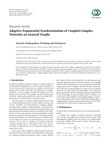 Research Article Adaptive Exponential Synchronization of Coupled Complex Networks on General Graphs