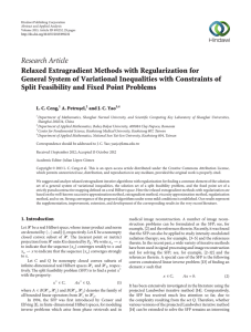 Research Article Relaxed Extragradient Methods with Regularization for