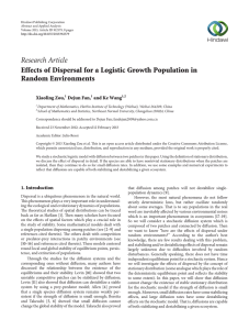 Research Article Effects of Dispersal for a Logistic Growth Population in